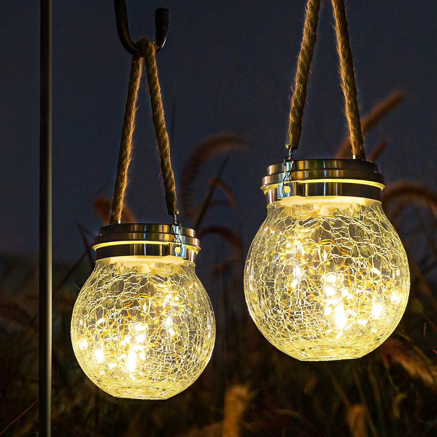 X MAX FURNITURE Solar Lantern 2 Pack Garden Decor Lights Waterproof Outdoor Lanterns With 30 LED Solar Lights Patio Hanging Lights For Backyard Fence Pathway Porch Decorative Warm White Wayfair